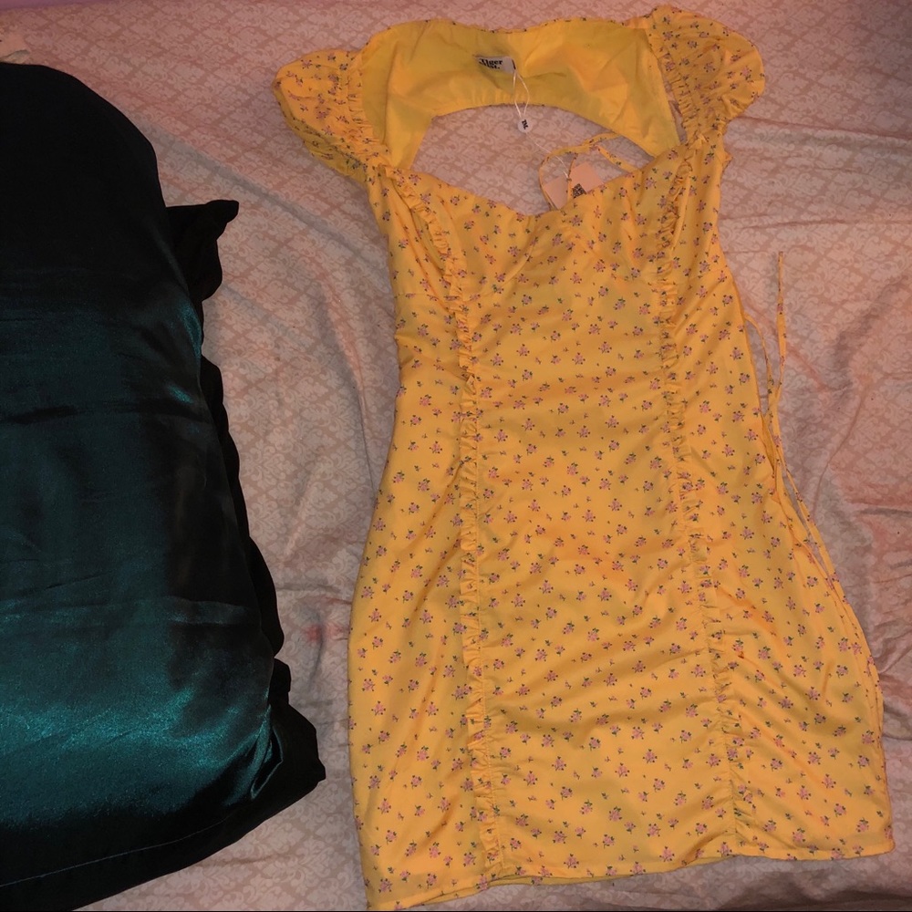 bright yellow floral tiger mist dress